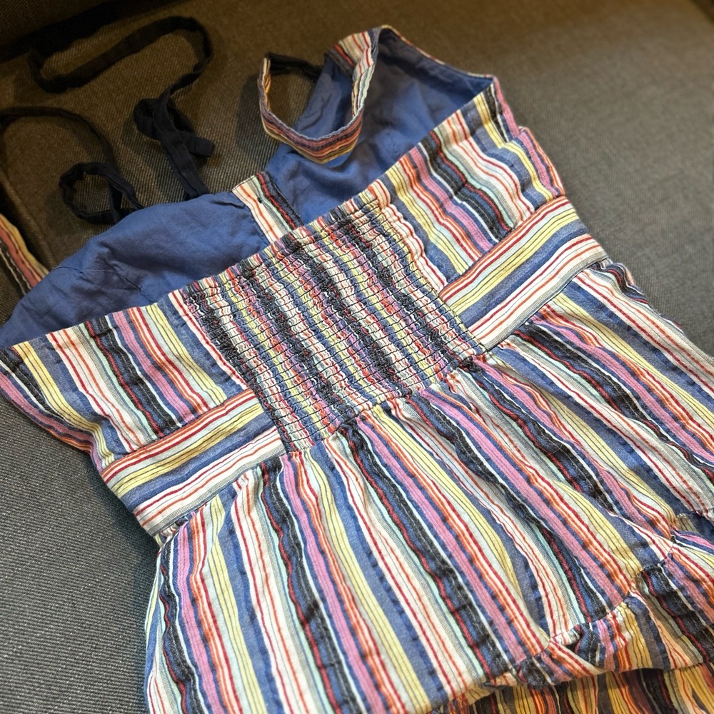 Anthropologie Maeve Striped Halter Tiered
Button Front Dress Size 8 - Picture 7 of 16